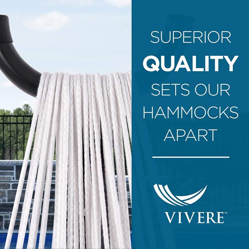 Vivere Double Cotton Hammock with Steel Stand, 450 lb Capacity, Tropical Colors, Includes Premium Carry Bag