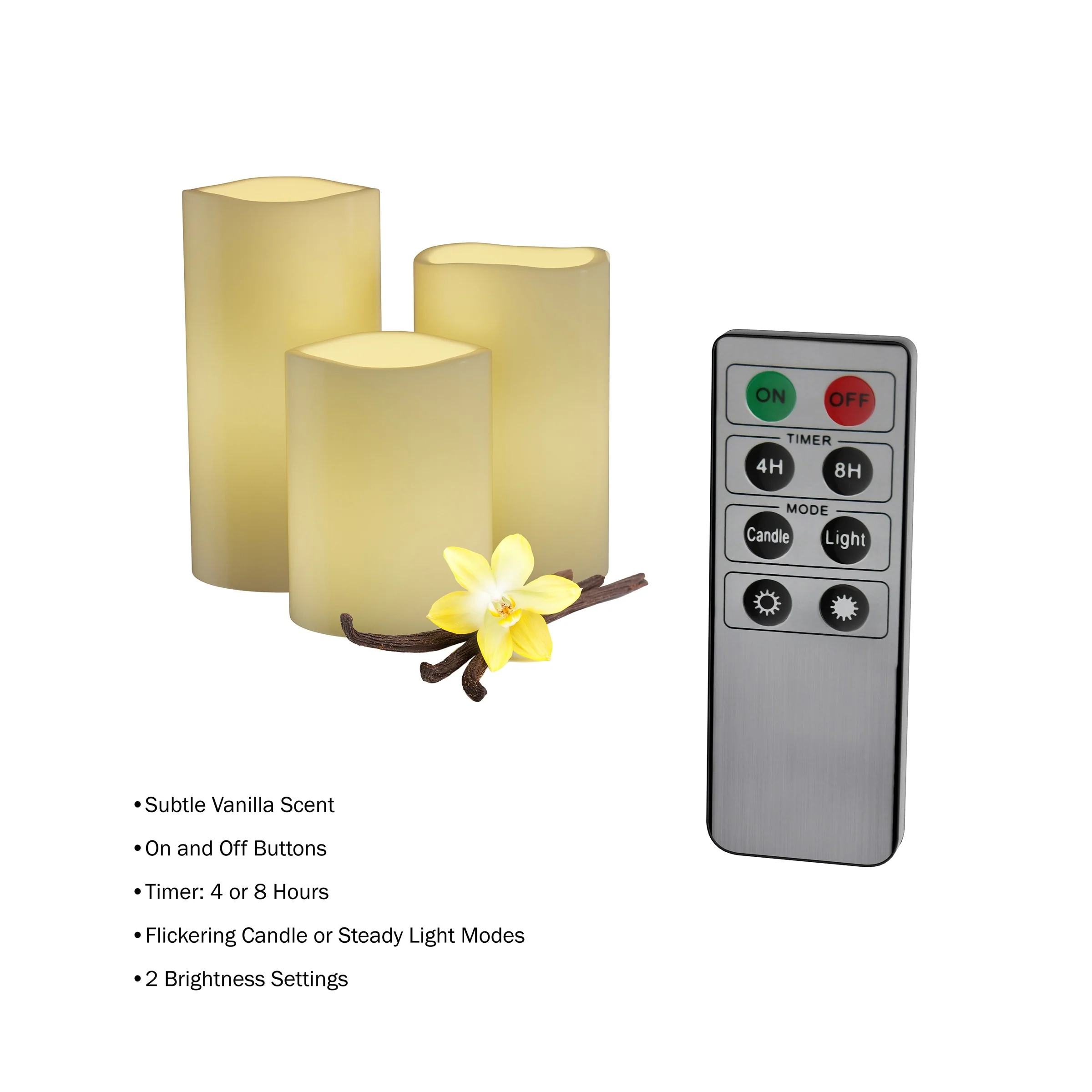Lavish Home 3PC LED Flameless Candle Set with Remote