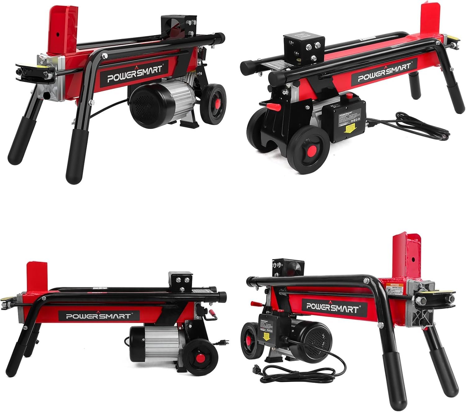 PowerSmart Electric Log Splitter 7-Ton �C Efficient Wood Splitter with 3500 Motor Speed, 15 Amp, Horizontal Full Beam Design and Steel Wedge for Firewood & Kindling Cutting