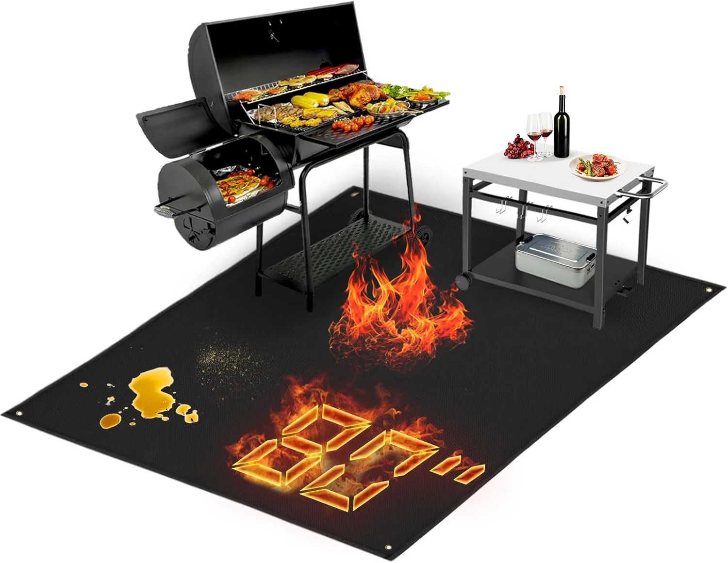 90x48 inch Extra Large Grill Mat for Outdoor Grill, Fireproof Deck Grill Mat