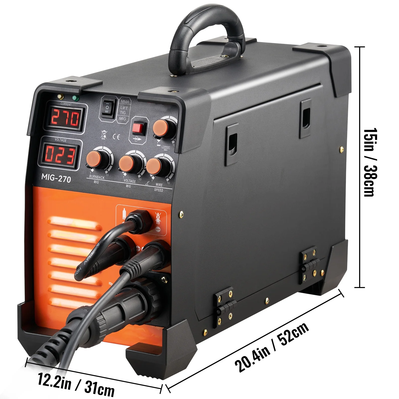 BENTISM MIG Welder, 270A Welding Machine, 110V Flux Core MIG/TIG/MMA 3 in 1 Welder Machine, IGBT Inverter Portable Gasless Welder Equipment