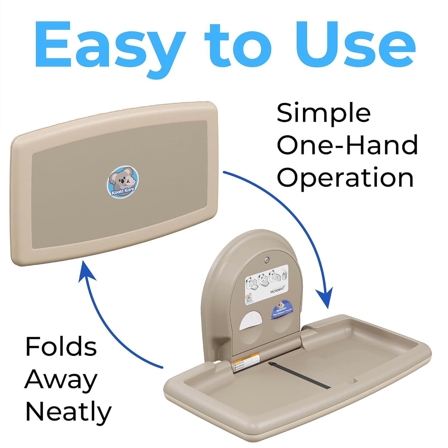 Koala Kare Horizontal Baby Changing Station, Cream, Extra-Wide Surface, Safety Belts, Microban Protection