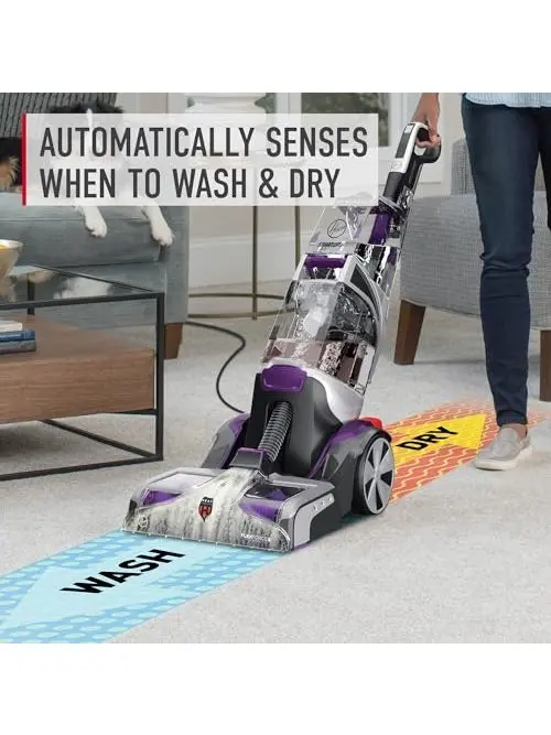 Hoover SmartWash Pet Automatic Carpet Cleaner with Spot Chaser Wand, Deep Cleaning, Purple