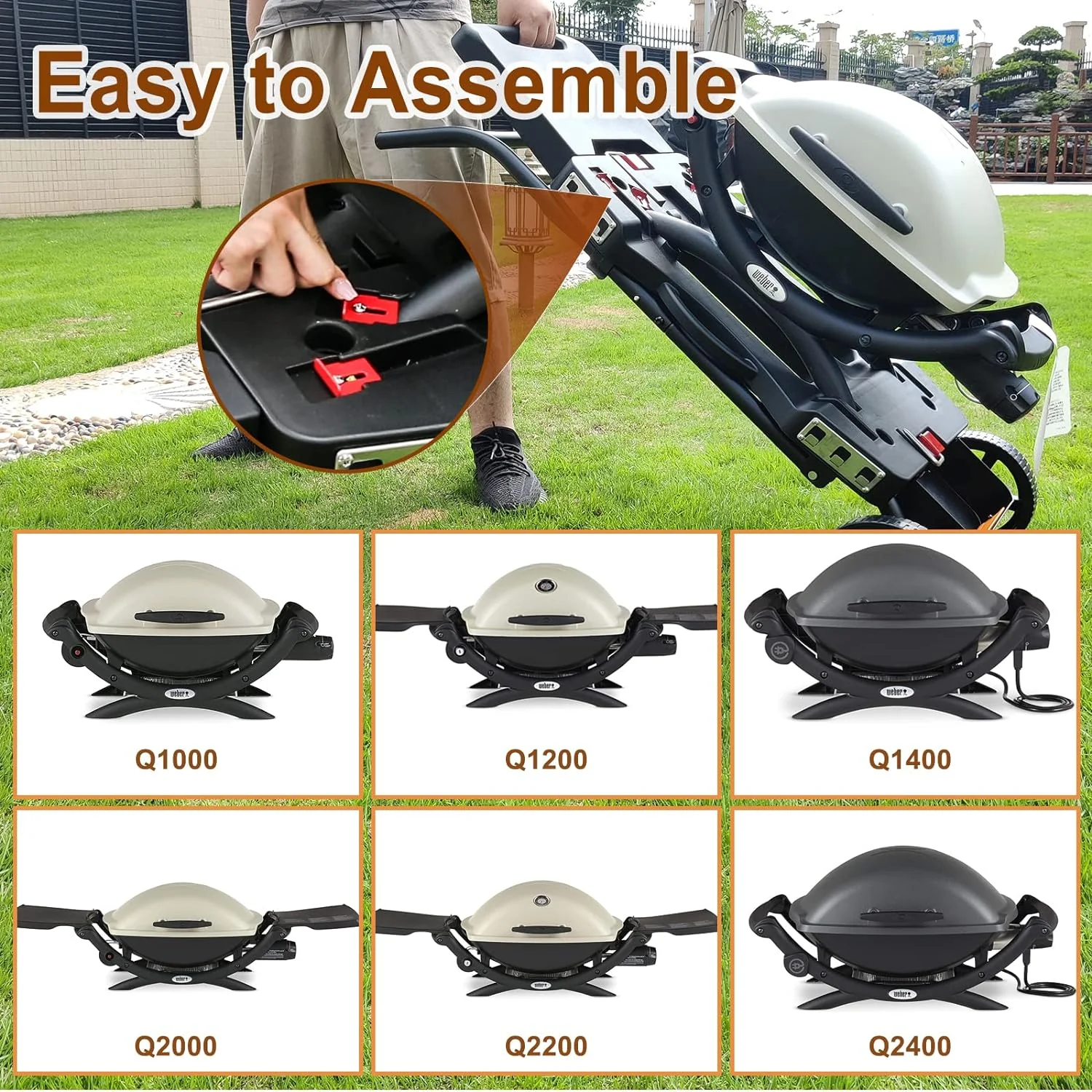 Portable Grill Cart for Weber Q1000, Q2000 Series Gas Grills and Blackstone 17?? 22?? Table Top Griddles