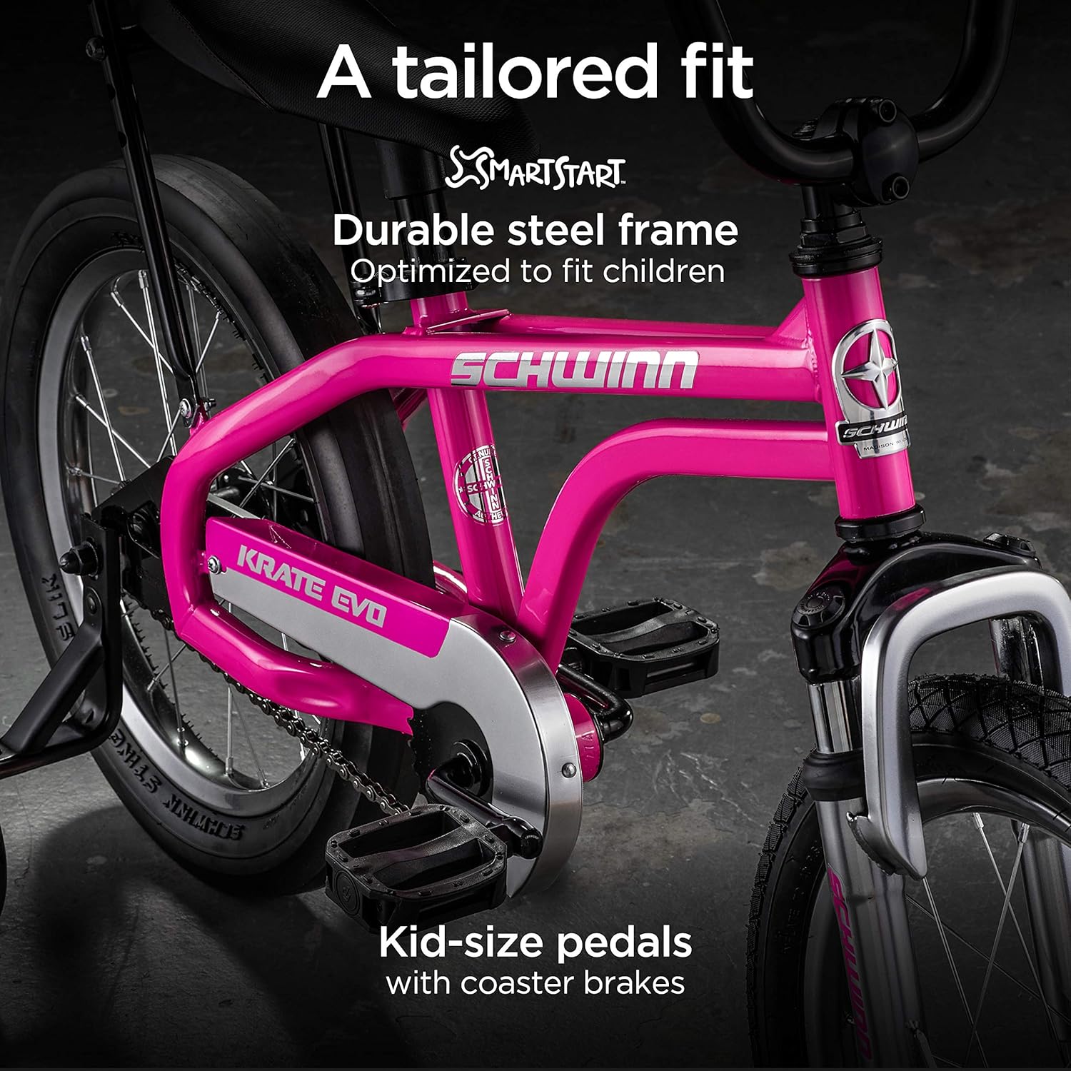 Kids Bike for Boys and Girls Ages 3-5 Years, 16-Inch Wheels, Front Suspension, Slik Rear Tire, Rider Height 38 to 48-Inches, Removable Training Wheels, Rear Coaster Brake