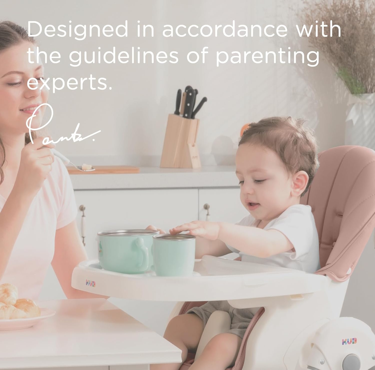 Foldable Baby High Chair with Removable Seat & Tray, Adjustable Height & Recline, Locking Wheels