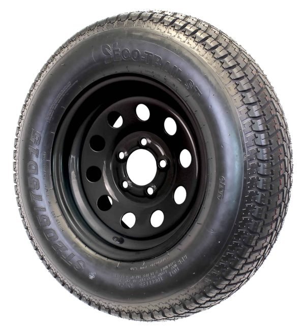 2-Pk Trailer Tire On Black Wheel Modular Rim ST205/75D15 LRC 5 Lug On 4.5 15 x 5.