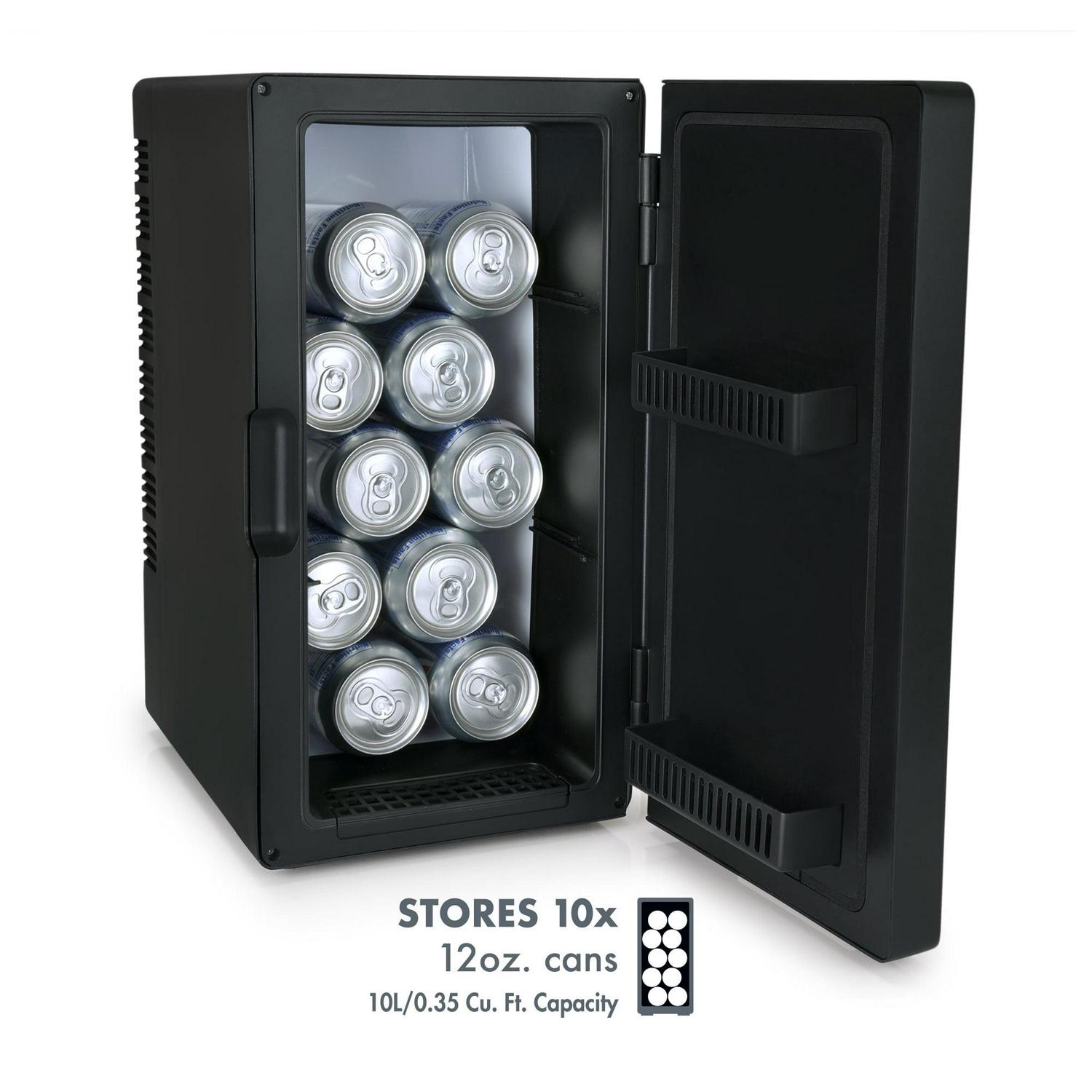 Personal Chiller Mini Fridge Gamer Beverage Refrigerator with LED Lights, 10 L Capacity, Black