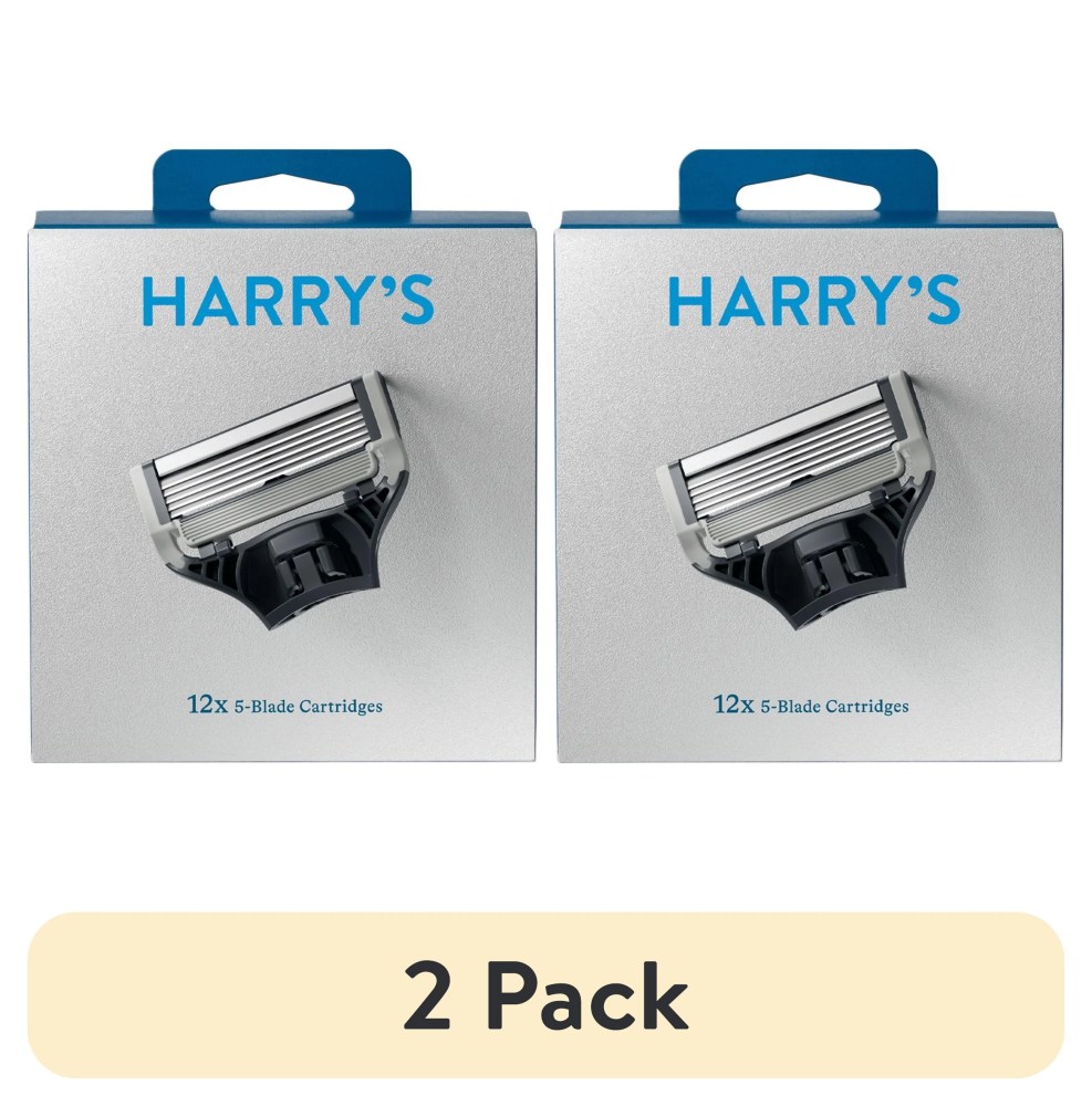 (2 pack) Harry  s Razor Blades for Men: 12 Pack of Men  s Razor Blade Refills