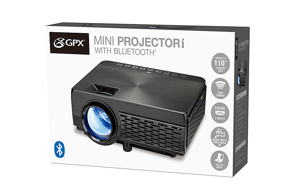 GPX - PJ300B LED Projector with Bluetooth - Black