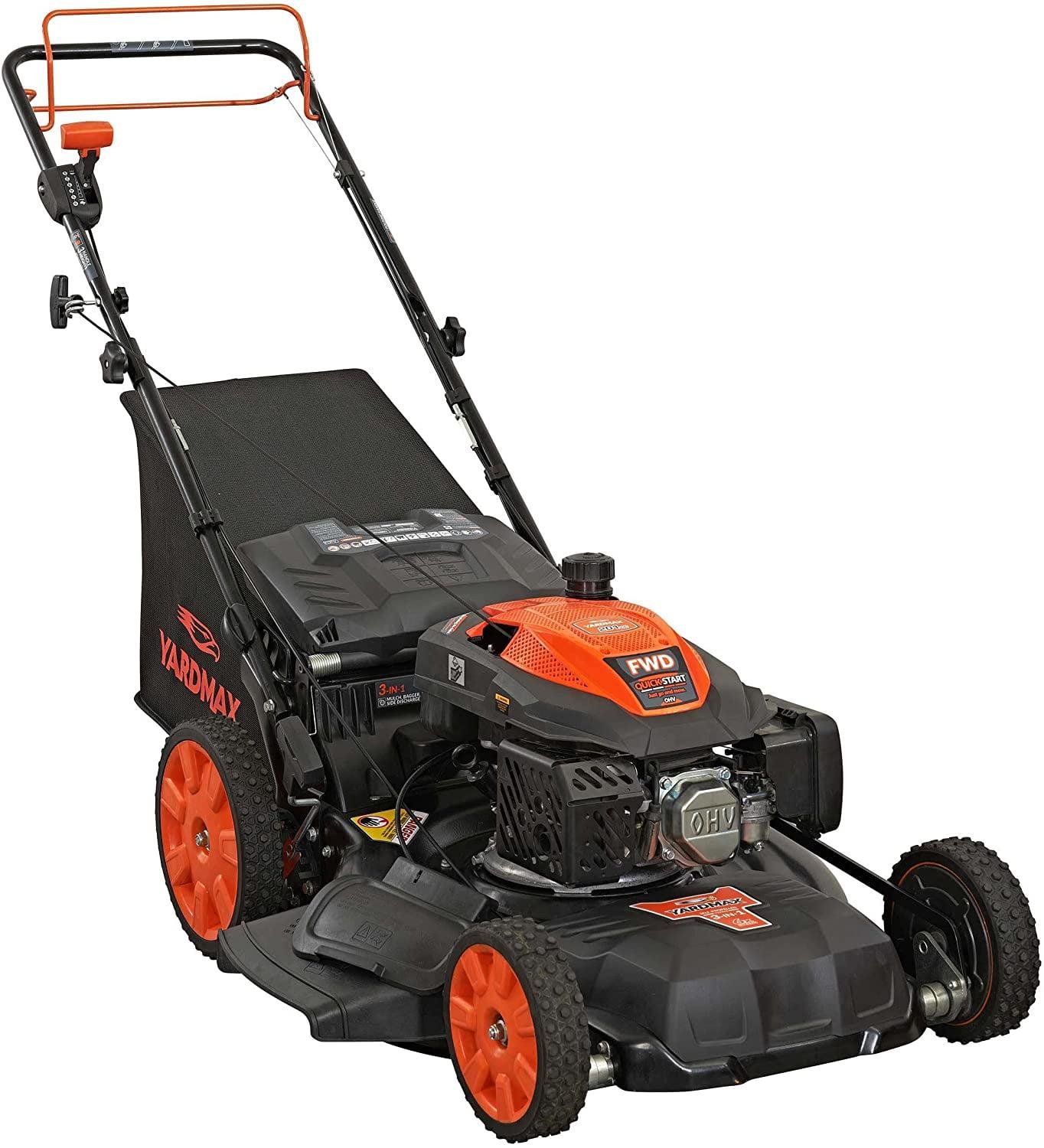 YG2860 22��� 201cc 3-in-1 Gas Self-Propelled Lawn Mower with CVT and High Wheels