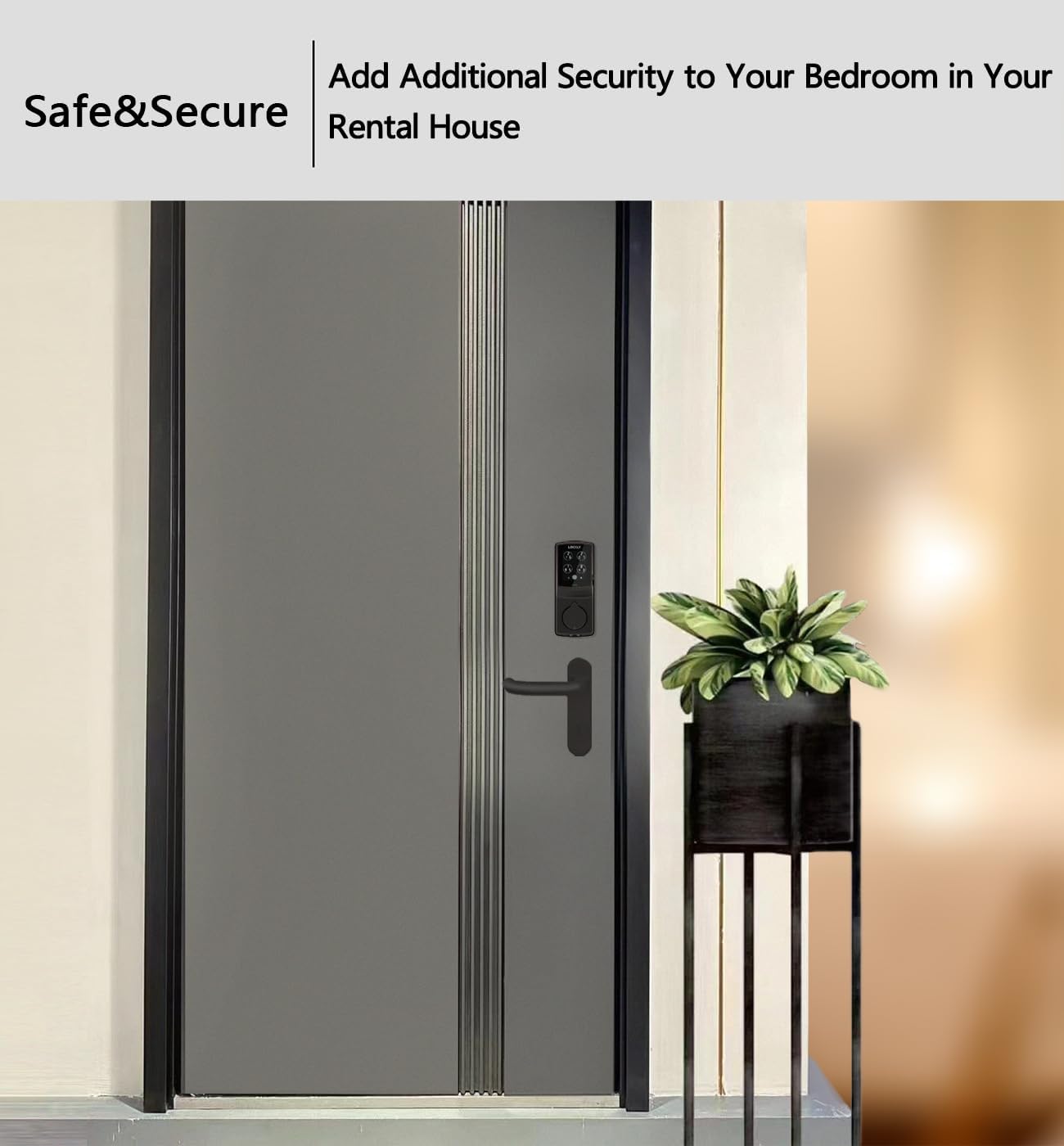 Lockly Smart Door Lock  C Keyless Entry with Biometric Fingerprint, Voice Control, Matte Black, Latch Edition, Wi-Fi & Bluetooth Enabled