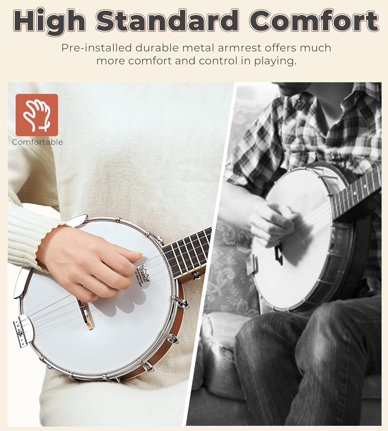 26-Inch Tenor Banjo by String: Portable Travel Kit with Remo Head, Mahogany Body, Bronze Strings, and Carrying Bag for Beginners