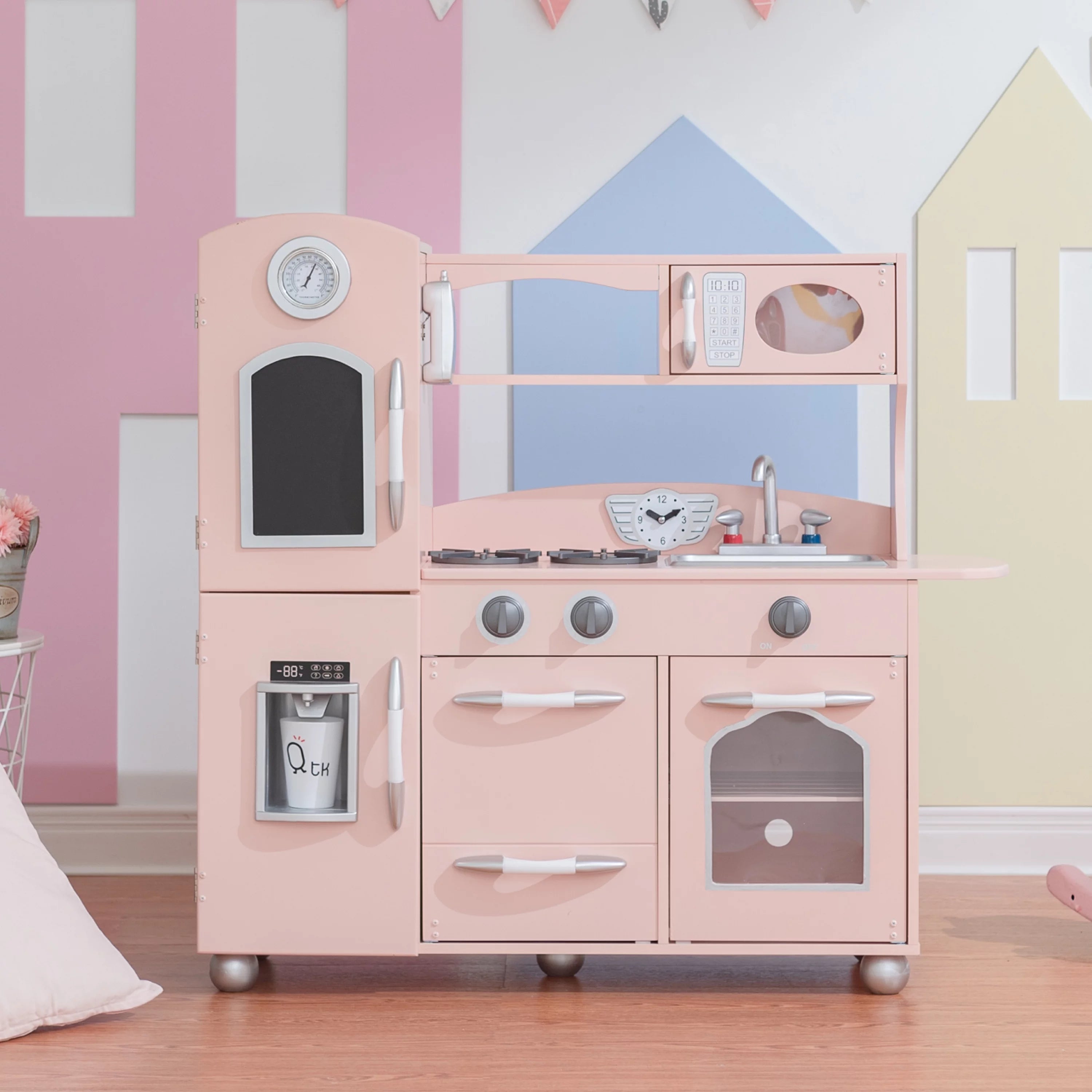 Little Chef Westchester Retro Wooden Play Kitchen, Pink