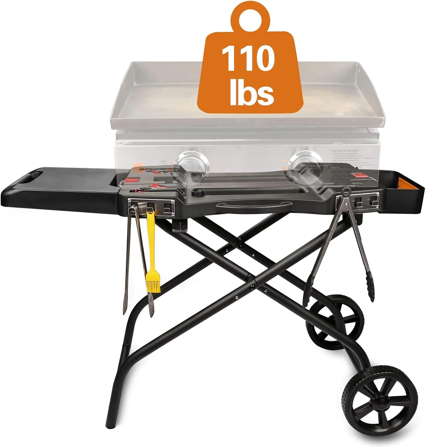 Portable Grill Cart for Weber Q1000, Q2000 Series Gas Grills and Blackstone 17?? 22?? Table Top Griddles
