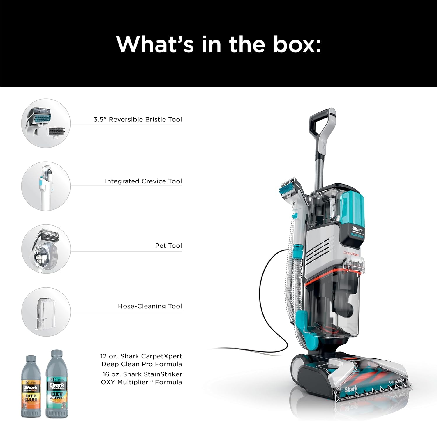 Upright Carpet, Area Rug & Upholstery Cleaner with StainStriker, Built-in Spot & Stain Cleaner, Perfect for Pets, Deep Cleaning & Tough Stain Removal, Carpet Shampooer, Cyan