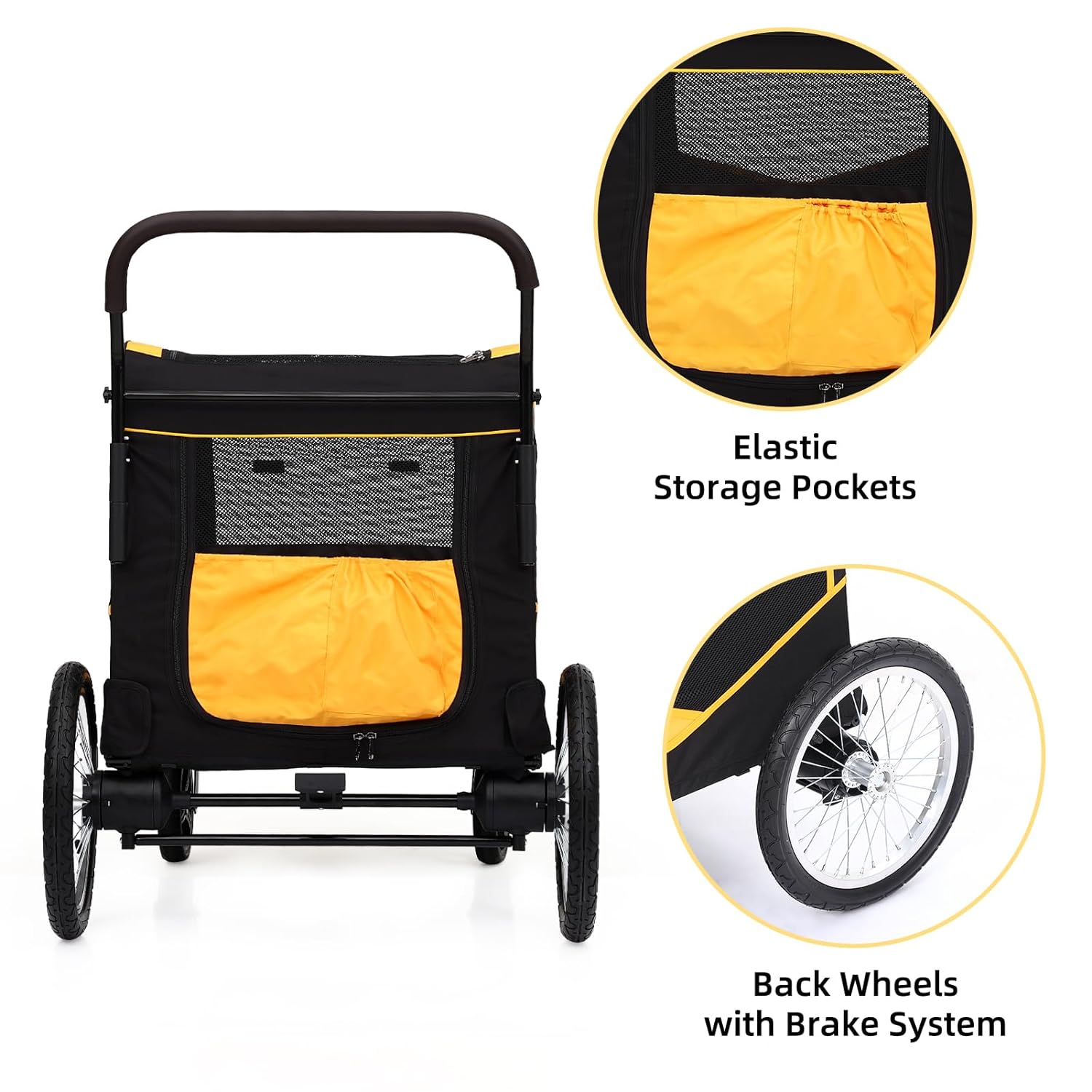 Dog Stroller for Large Pet, Jogger Stroller, Easy Folding Cart Frame, Quick Release Wheel, Breathable Animal Stroller with 4 Wheel and Storage Space Pet Can Easily Walk in/Out Travel