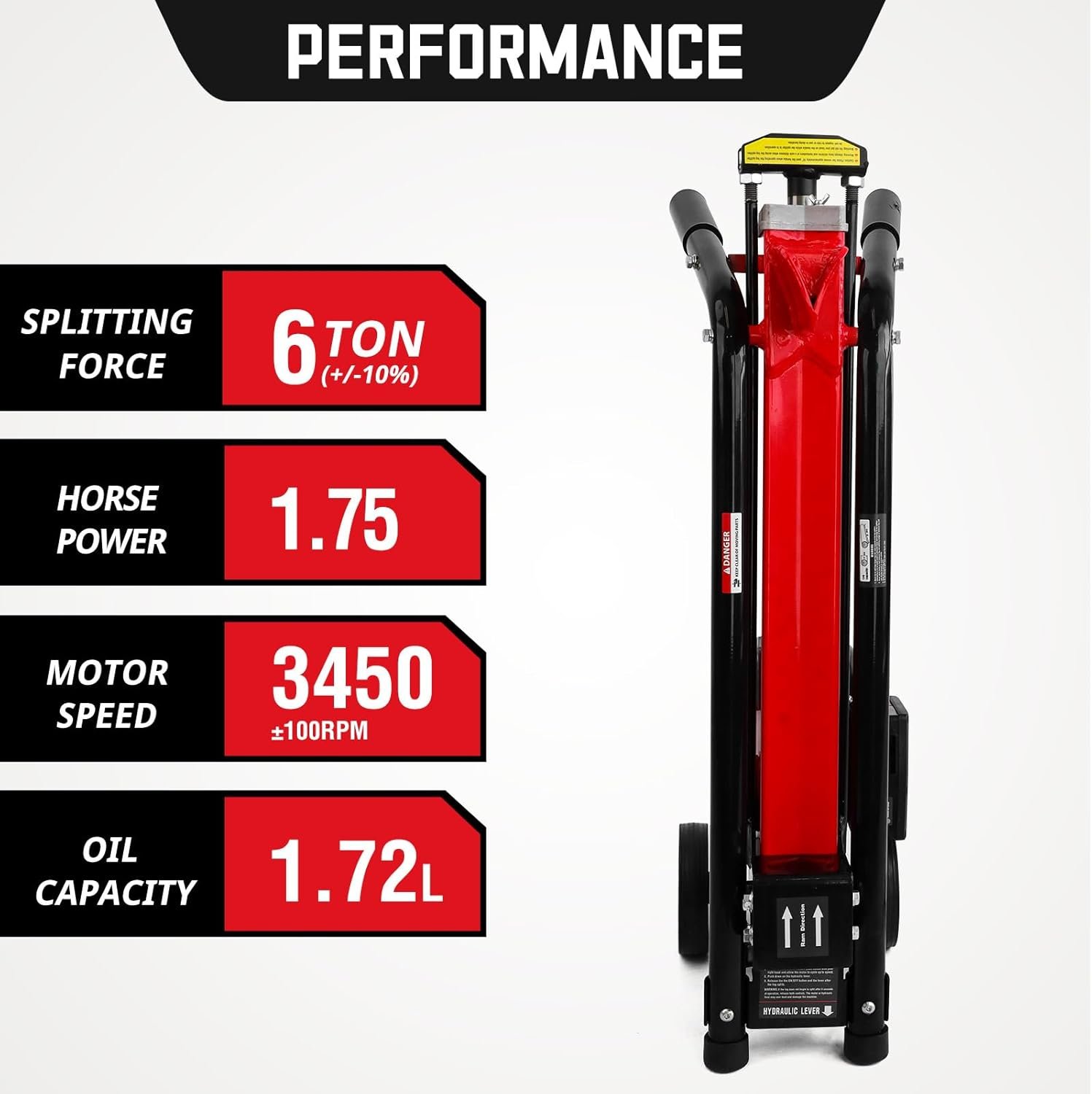 PowerSmart Electric Log Splitter 7-Ton �C Efficient Wood Splitter with 3500 Motor Speed, 15 Amp, Horizontal Full Beam Design and Steel Wedge for Firewood & Kindling Cutting