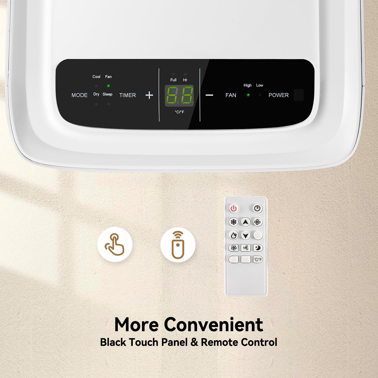 Portable Air Conditioner Cools up to 300 Sq.ft, 4-IN-1 Portable AC Unit with Cooling, Dehumidifier, Fan, 24H Timer (Window Venting Kit Included)