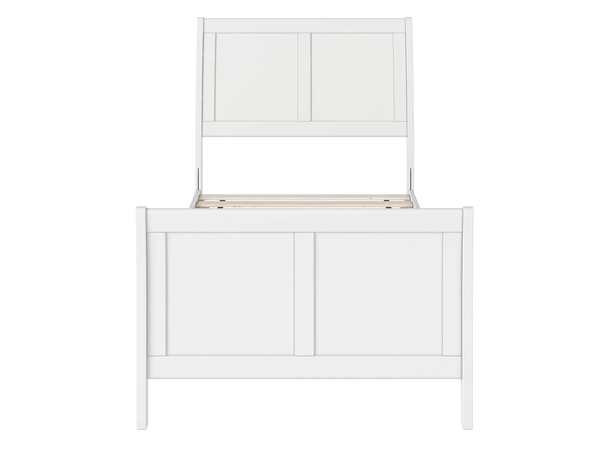 AFI Valencia Twin Wood Low Profile Sleigh Platform Bed with Matching Footboard, White