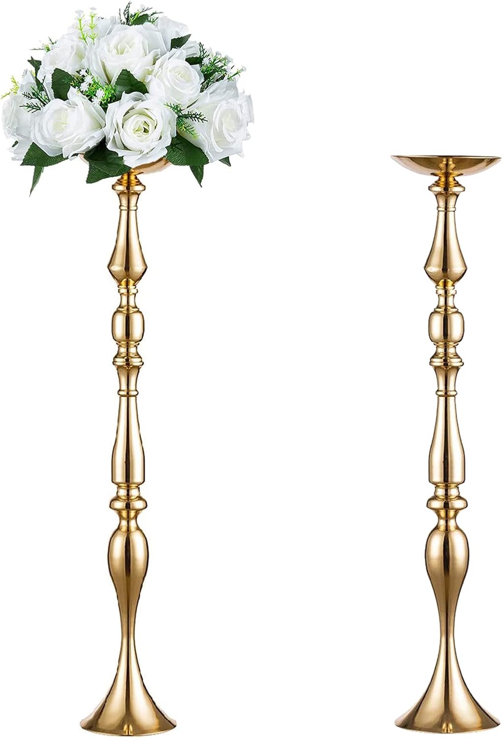 Elegant Silver Metal Wedding Centerpiece Stand 31.5     C Tall Tabletop Decor for Events & Parties