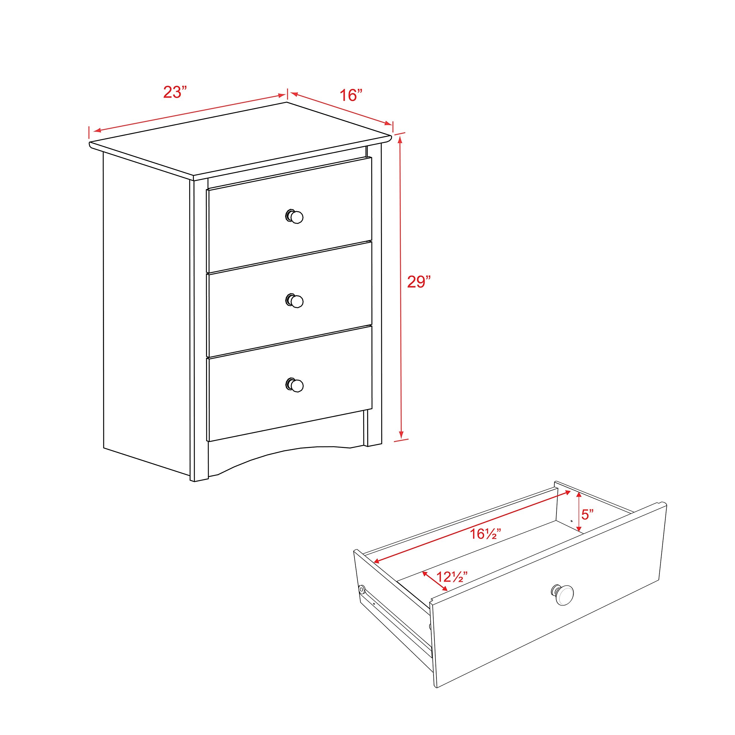 Prepac BDC 2403 Sonoma Nightstand 3 Drawer