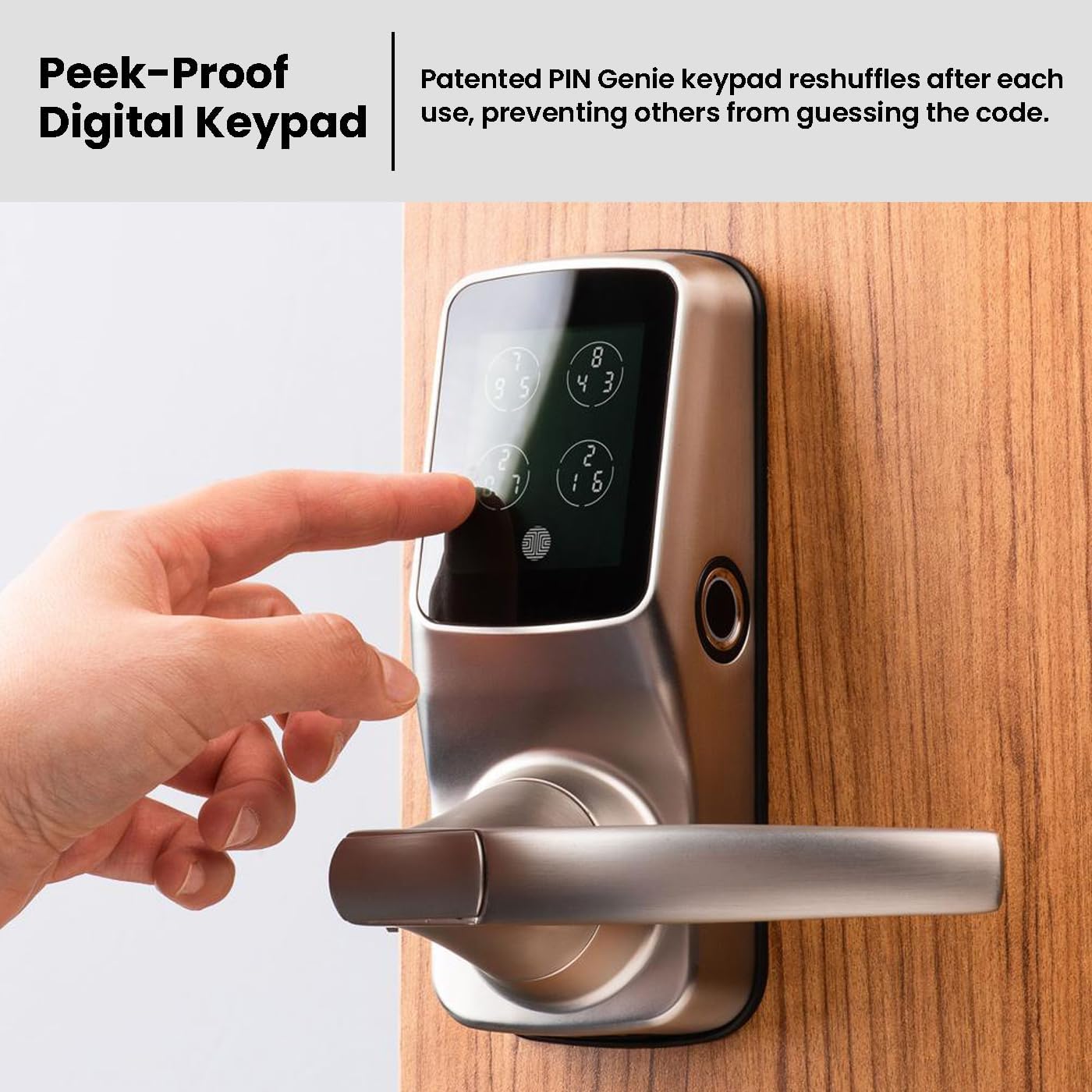 Lockly Smart Door Lock  C Keyless Entry with Biometric Fingerprint, Voice Control, Matte Black, Latch Edition, Wi-Fi & Bluetooth Enabled
