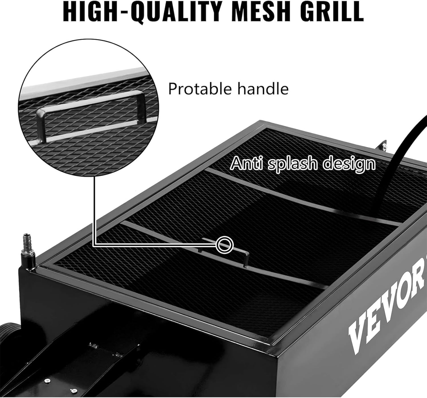 Low-Profile 15 Gallon Oil Drain Pan with 180W Electric Pump, Folding Handle & Wheels for Trucks, Buses, RVs