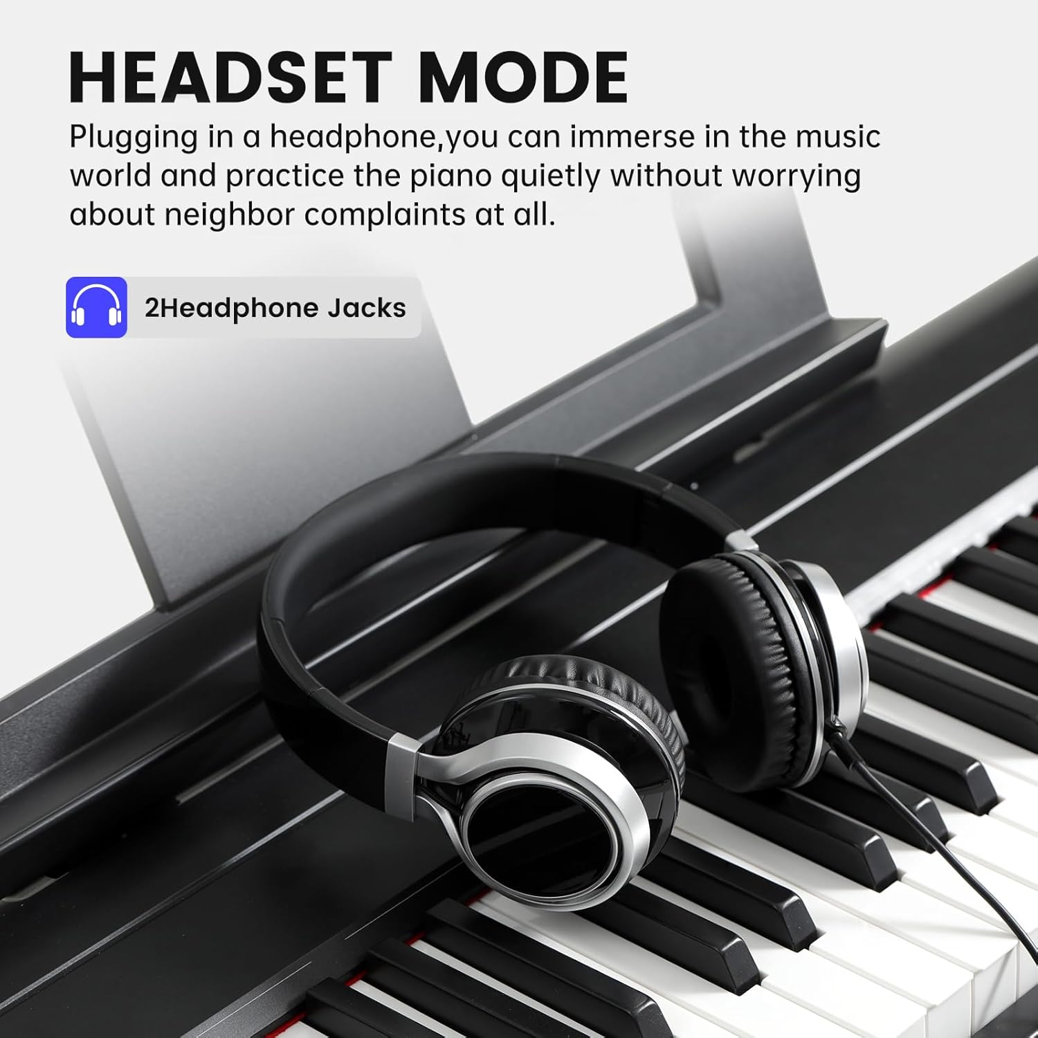 AODSK S-200 88-Key Weighted Digital Piano, Hammer Action, Black, with Sustain Pedal & Stereo Speakers