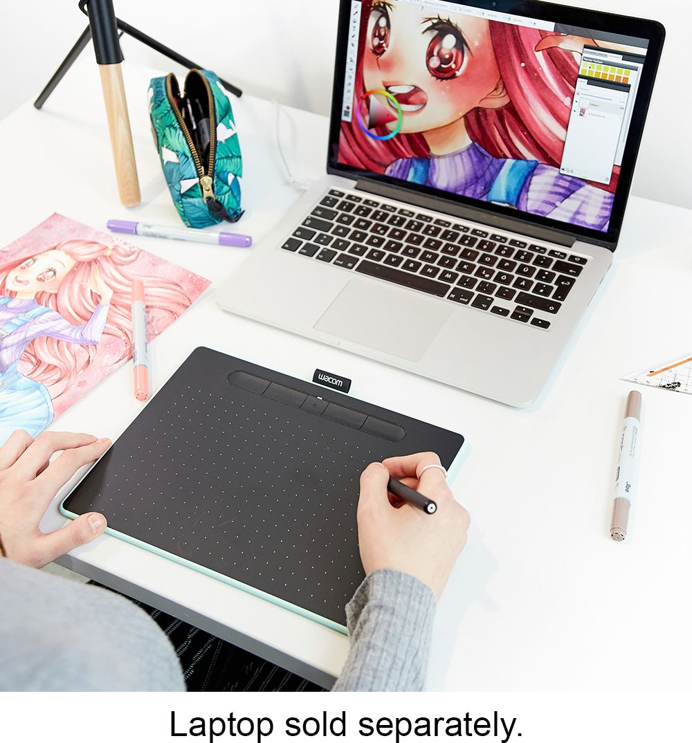 Wacom Intuos Medium Wireless Graphic Drawing Tablet, Black  C Compatible with Mac, PC, Chromebook & Android, Software Included