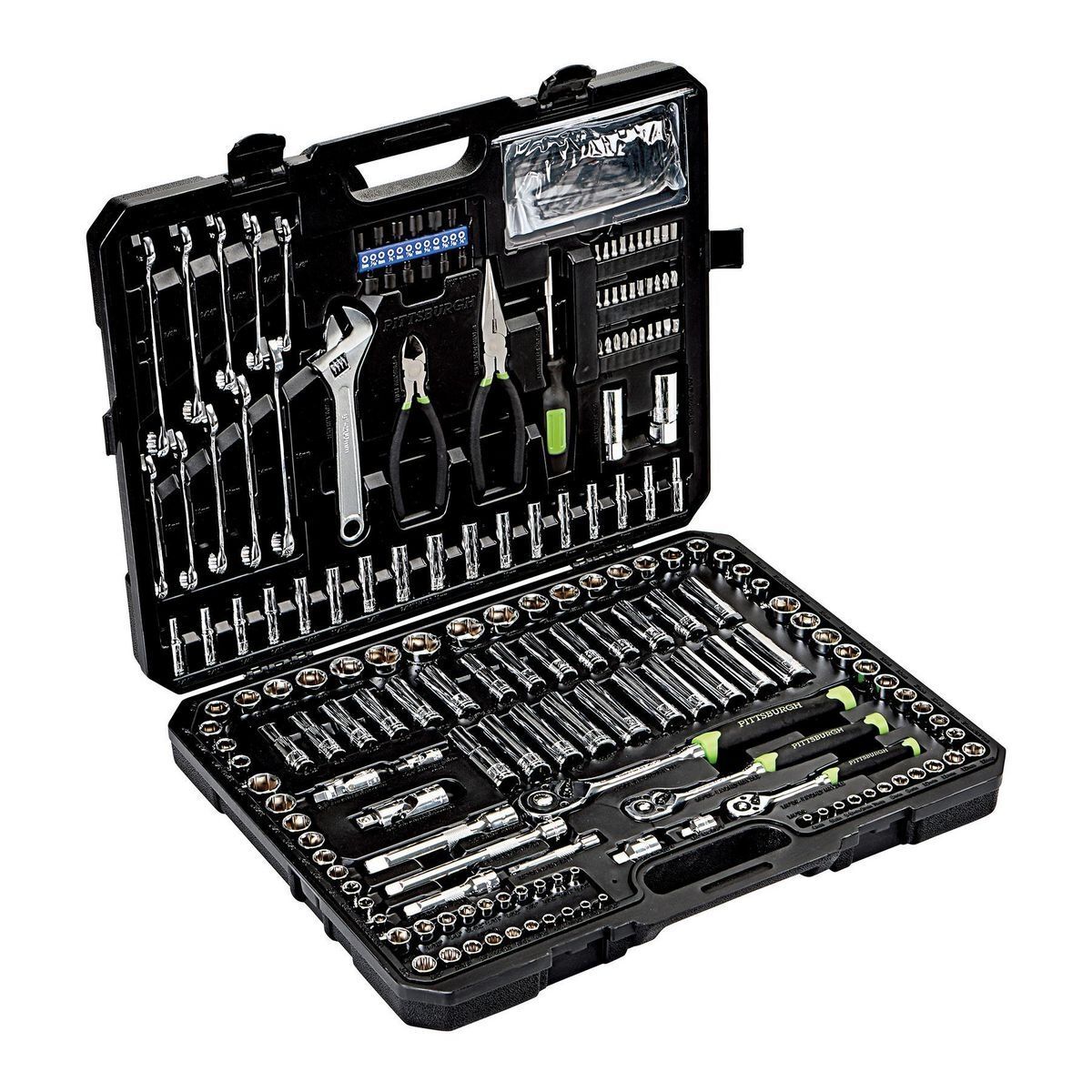 Complete Mechanics Tool Set 225-Piece by [Brand Name]  C SAE & Metric, Chrome Vanadium, Includes Ratchets, Sockets, Wrenches, Pliers, Drivers, Storage Case
