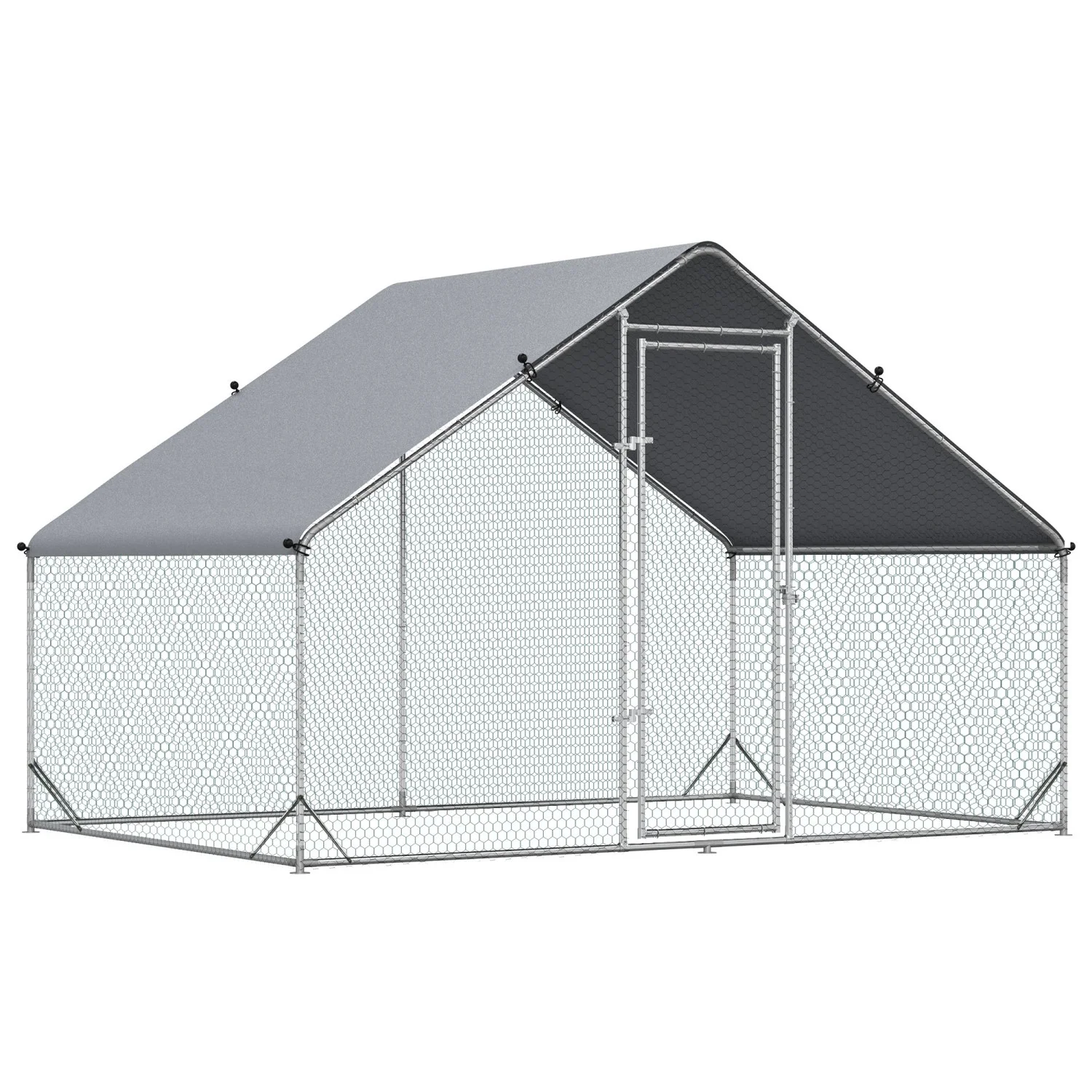 GFVCNIO Metal Coop Run with Cover Walk-In Outdoor Poultry Pen for Rabbits Ducks Large Hen House for Yard 10?? x 6.5?? x 6.5?? Silver