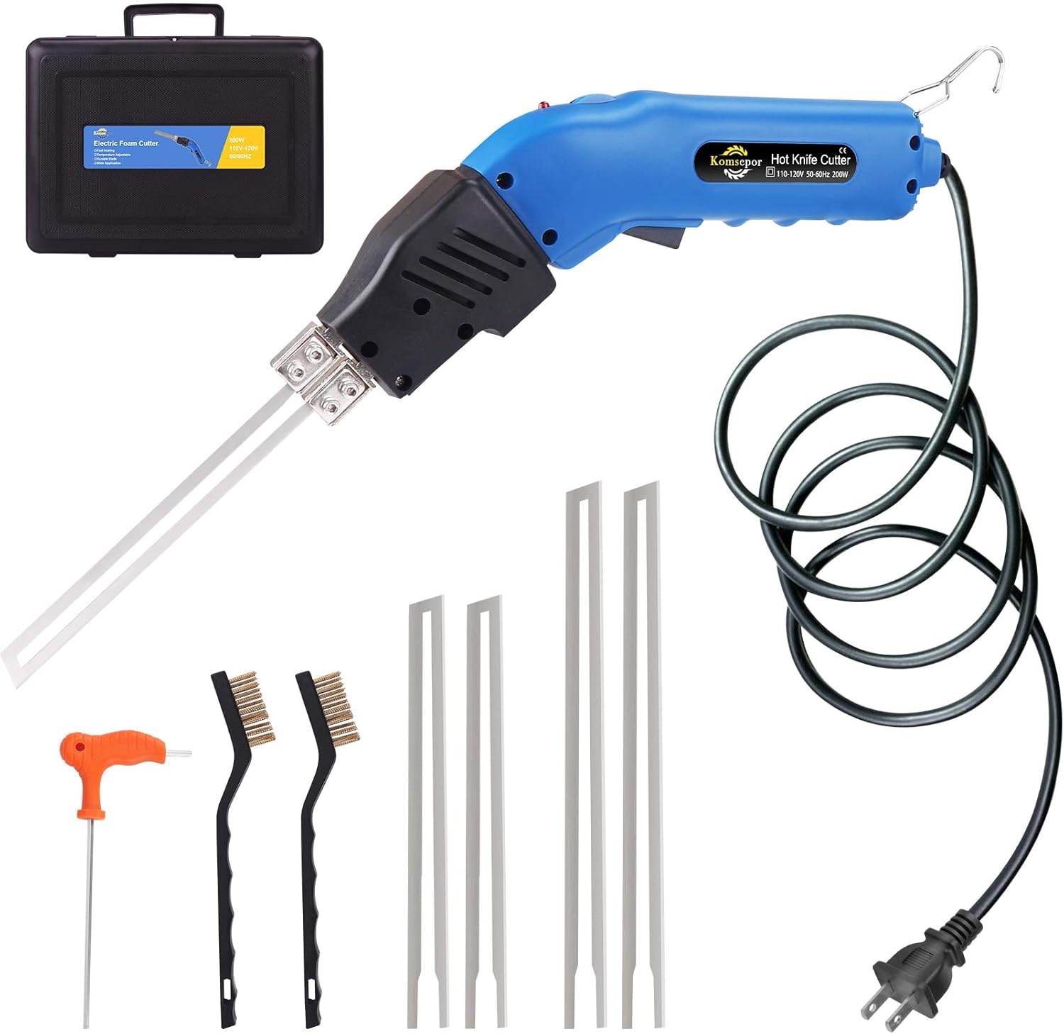 K2NSB 200W Electric Foam Cutter with Slotting, Air-Cooled Hot Knife for Styrofoam, EPP, EPS, XPS, EPE, KT Board  C 4 Blades Included