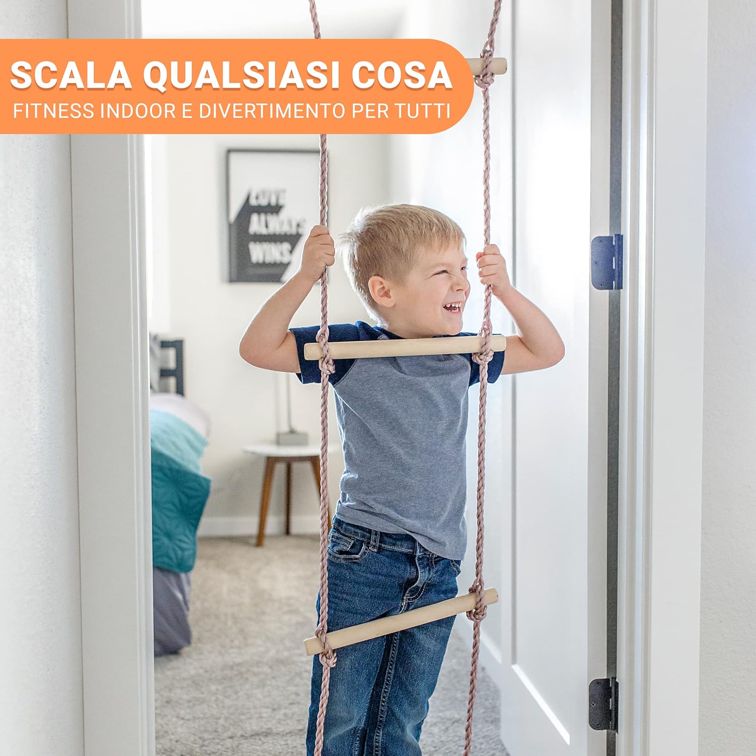 PIPG Indoor Doorway Gym for Kids & Adults  C Blue, Alloy Steel, Includes Pull-Up Bar, Rings, Trapeze, Ladder, Rope, Sensory Swing, 300 lbs Capacity