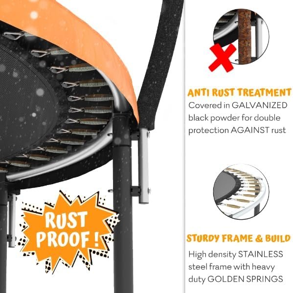 JUMPZYLLA Trampoline 8FT 10FT 12FT 14FT 15FT 16FT Trampoline with Enclosure �C Recreational Trampolines with Ladder and AntiRust Coating, ASTM Approval Outdoor Trampoline for Kids