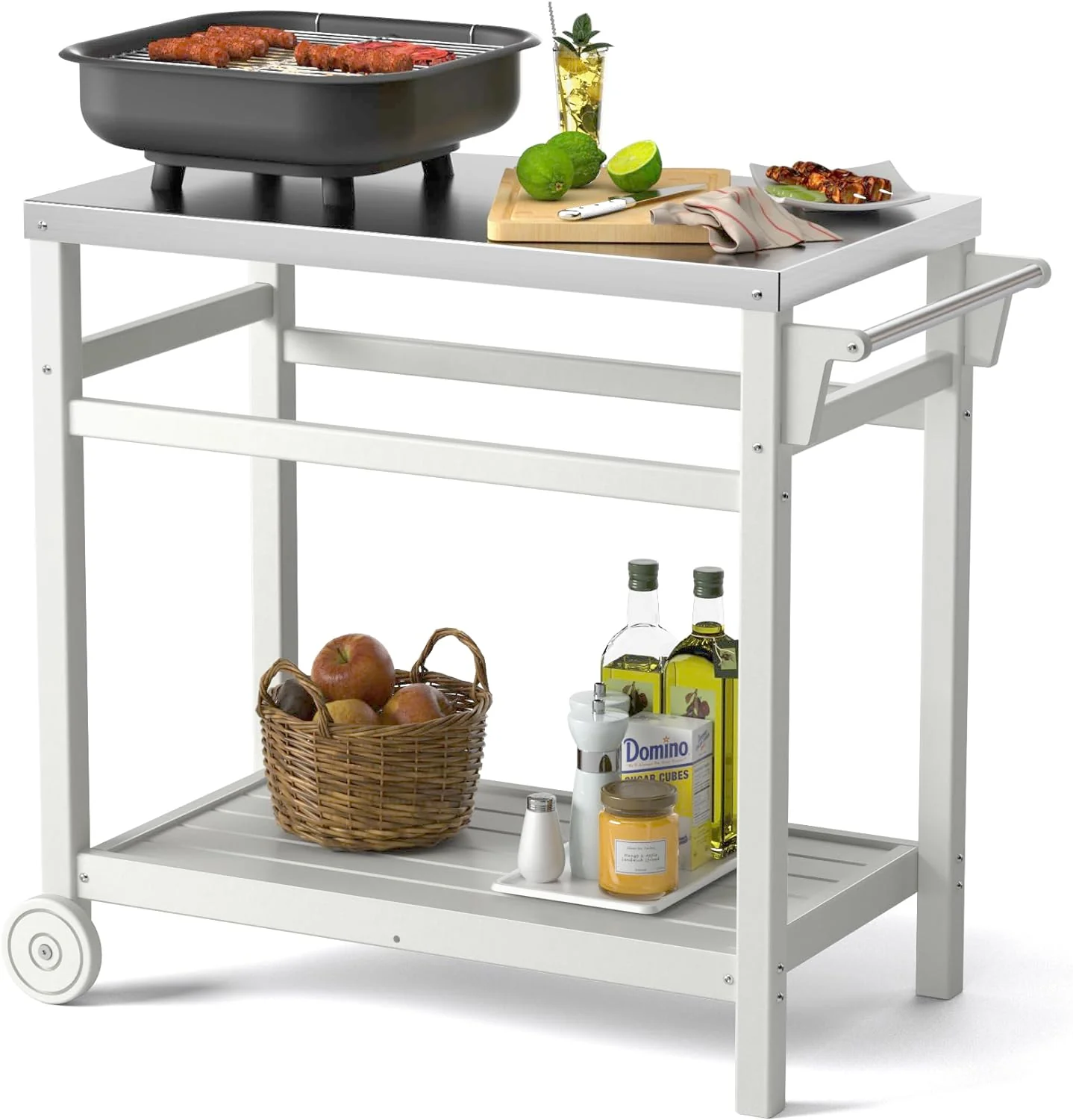 Outdoor Prep Cart Dining Table for Pizza Oven, Patio Grilling, and Backyard BBQ | Gray
