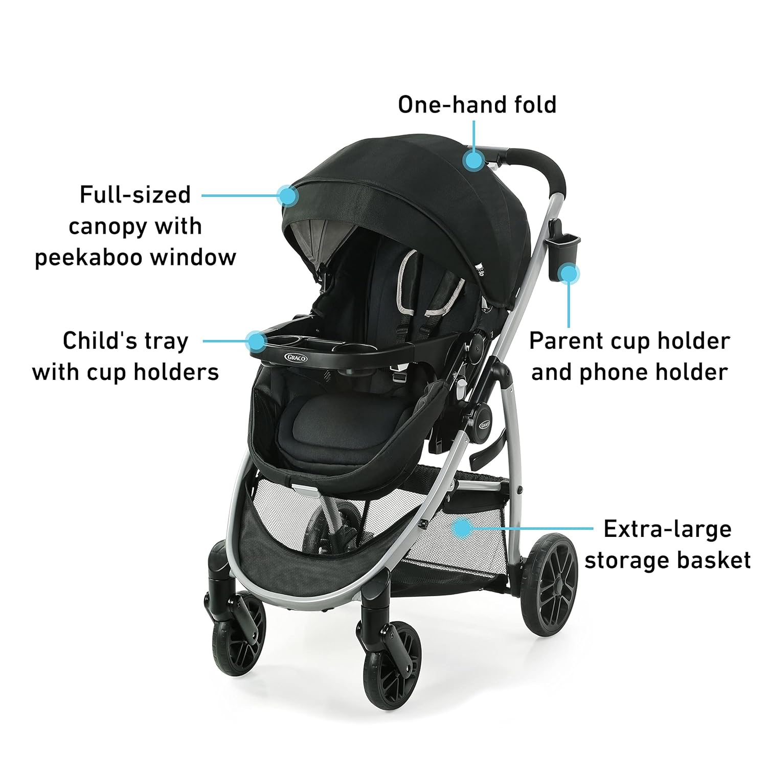 Graco Modes Pramette 3-in-1 Travel System, Stroller & Car Seat Combo, Reversible Seat, Ellington