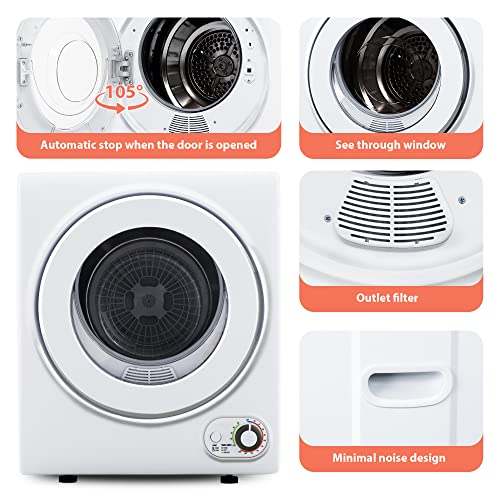 Euhomy Portable Clothes Dryer 850W, 1.5 cu.ft, Compact & Quiet, Wall-Mountable, ETL Certified, Ideal for Small Spaces