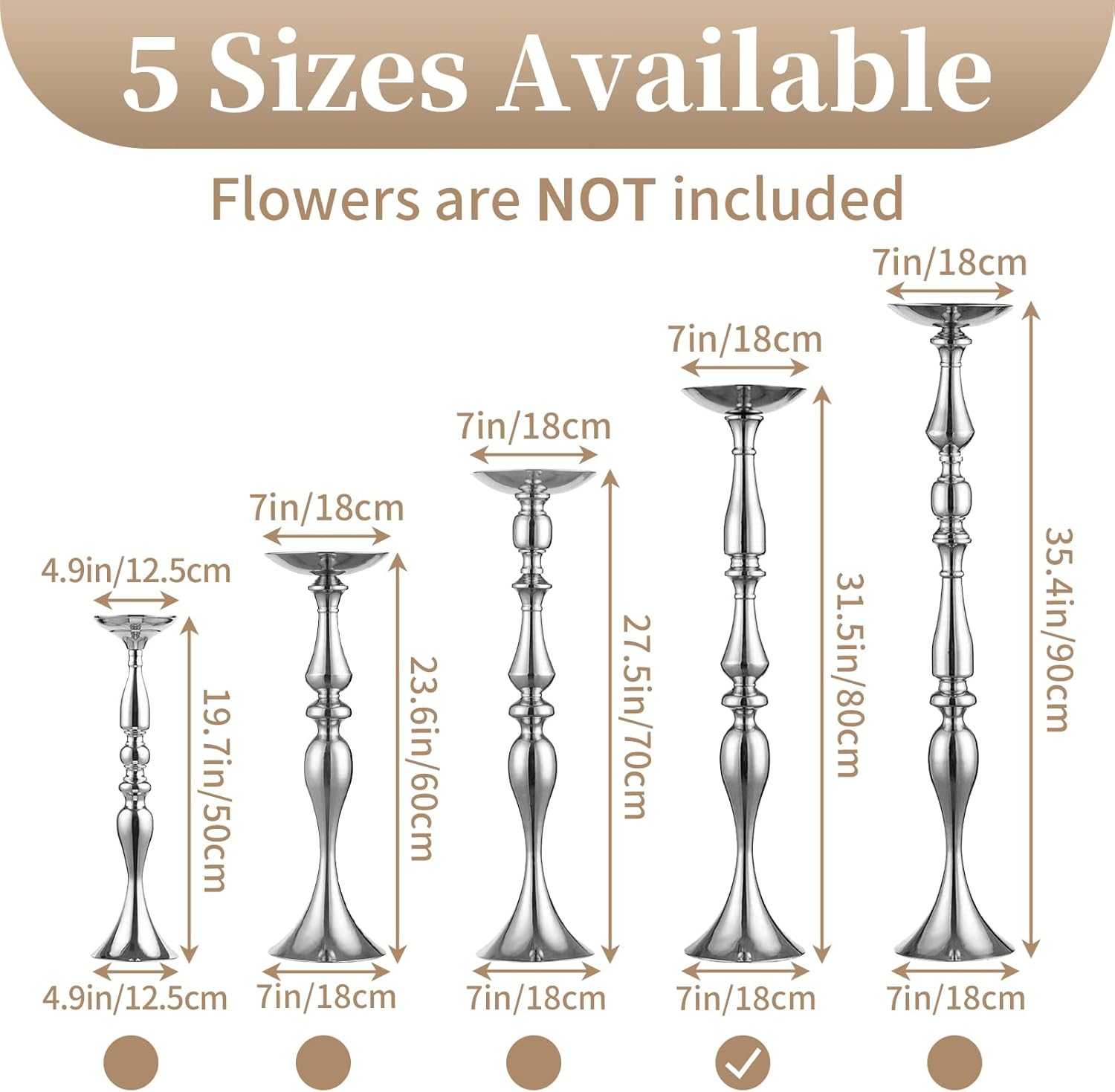 Elegant Silver Metal Wedding Centerpiece Stand 31.5     C Tall Tabletop Decor for Events & Parties