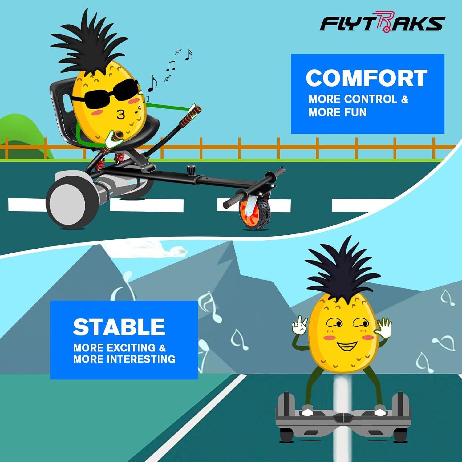 Hoverboard Go Kart with Rear Shock Absorption, Hoverboard Seat Attachment Accessory for 6