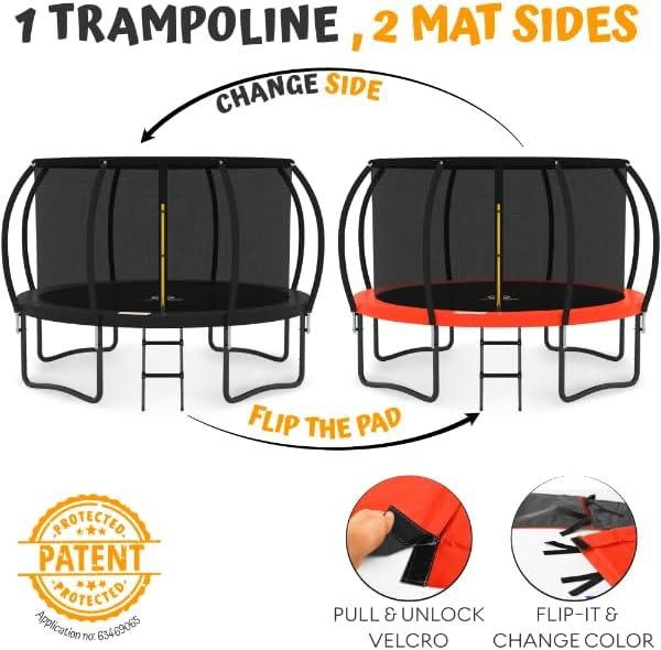 JUMPZYLLA Trampoline 8FT 10FT 12FT 14FT 15FT 16FT Trampoline with Enclosure �C Recreational Trampolines with Ladder and AntiRust Coating, ASTM Approval Outdoor Trampoline for Kids