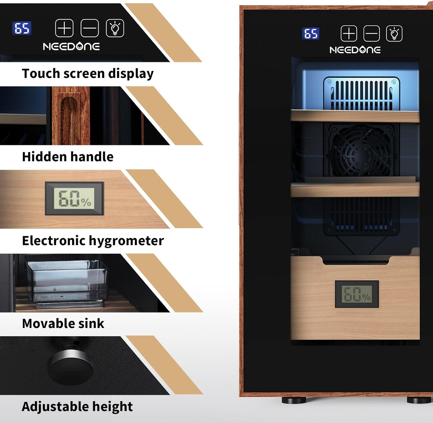 ThermoCigar 48L Cigar Humidor with Heating & Cooling, Cedar Wood, Digital Hygrometer, Quiet Electric Cooler for 350 Cigars