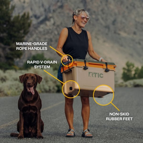 32 QT Ultra-Light Hard-Sided Ice Chest Cooler, Dark Grey And Cool Grey, Fits 48 Cans