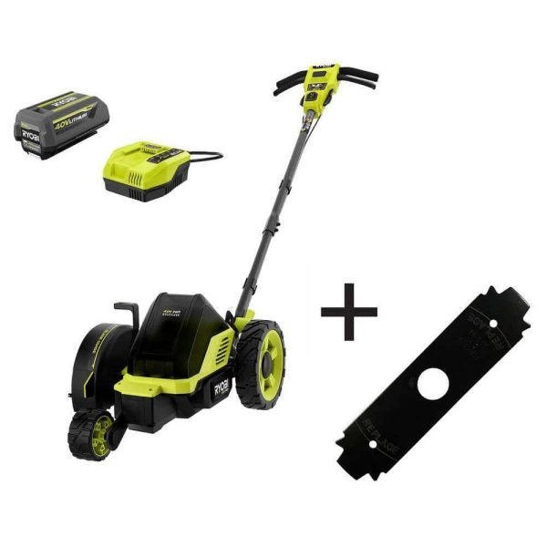 RY40760-AC 40V HP Brushless 9 in. Edger w/ Extra Edger Blade, 4.0 Ah Battery and Charger