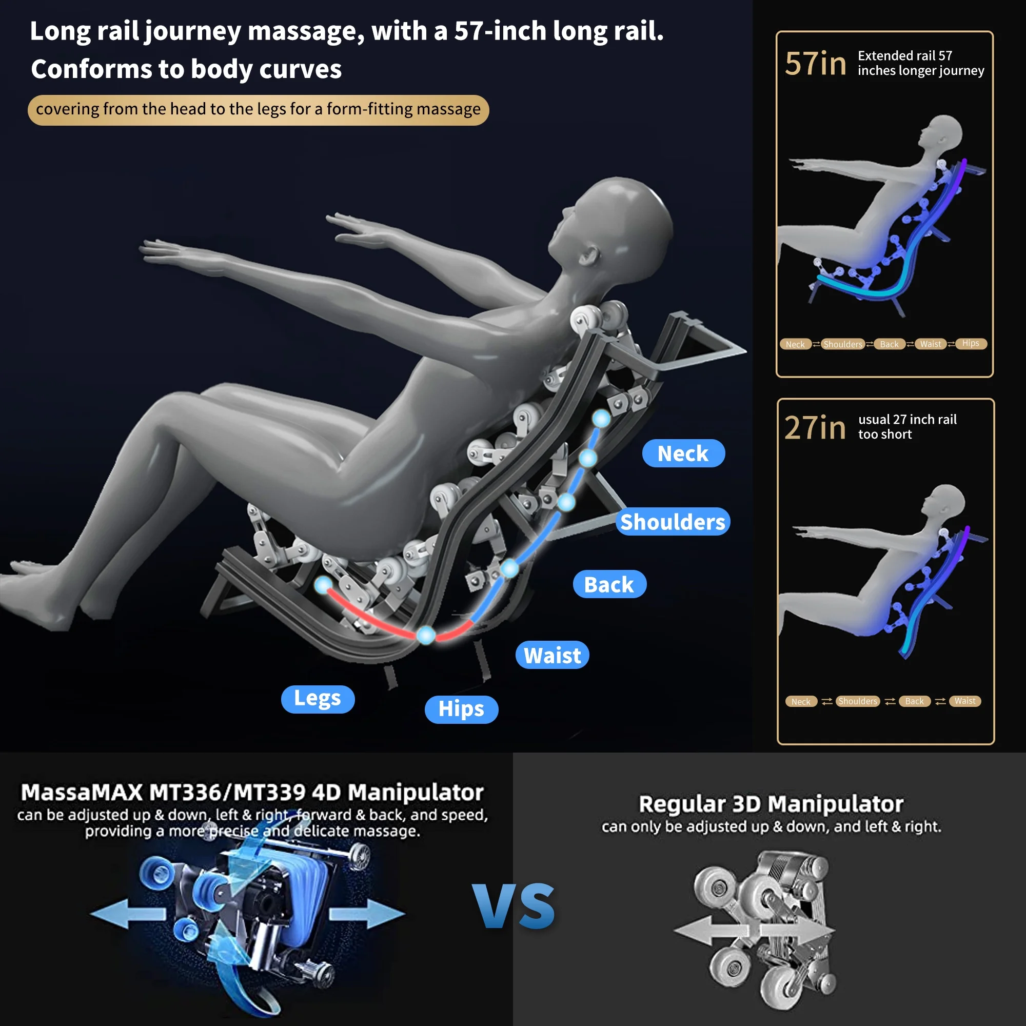 2024 4D Zero Gravity Massage Chair, Full Body Shiatsu Recliner with Yoga Stretching, SL Track, Intelligent Voice Control, Calf Kneading, Calfrest Extension, Premium Black Leather