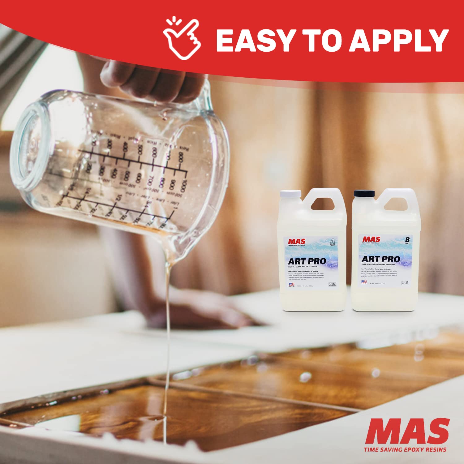 Epoxy Resin & Hardener | Two Part Art Resin Features UV Inhibition, Longer Working Time, Special Formulation for Resin Art | Professional Grade Crystal Clear Epoxy Resin (2 Gallon)