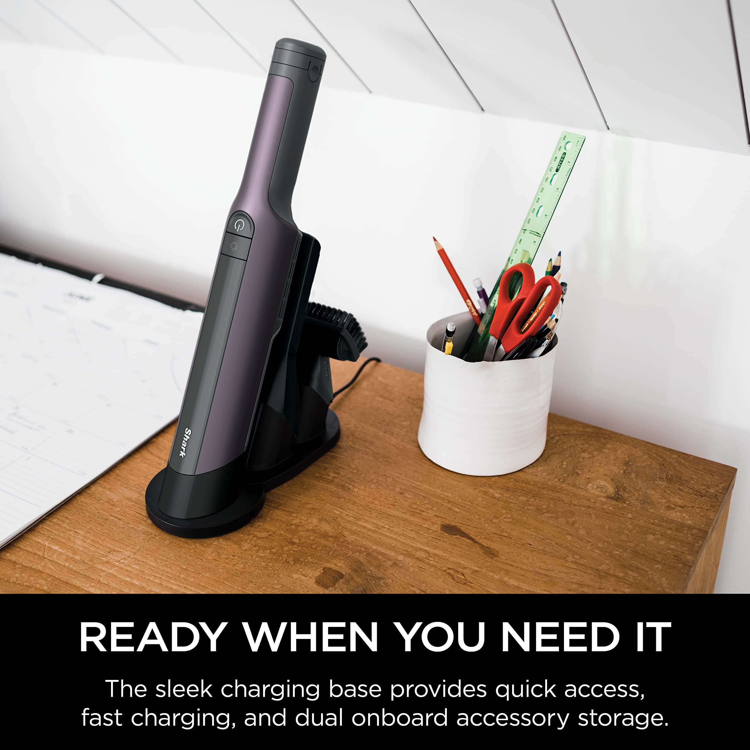 Shark WV410PR WANDVAC Cordless Hand Vacuum, Ultra-Lightweight & Portable with Powerful Suction & Tools for Pets, Designed for Car & Home, Violet