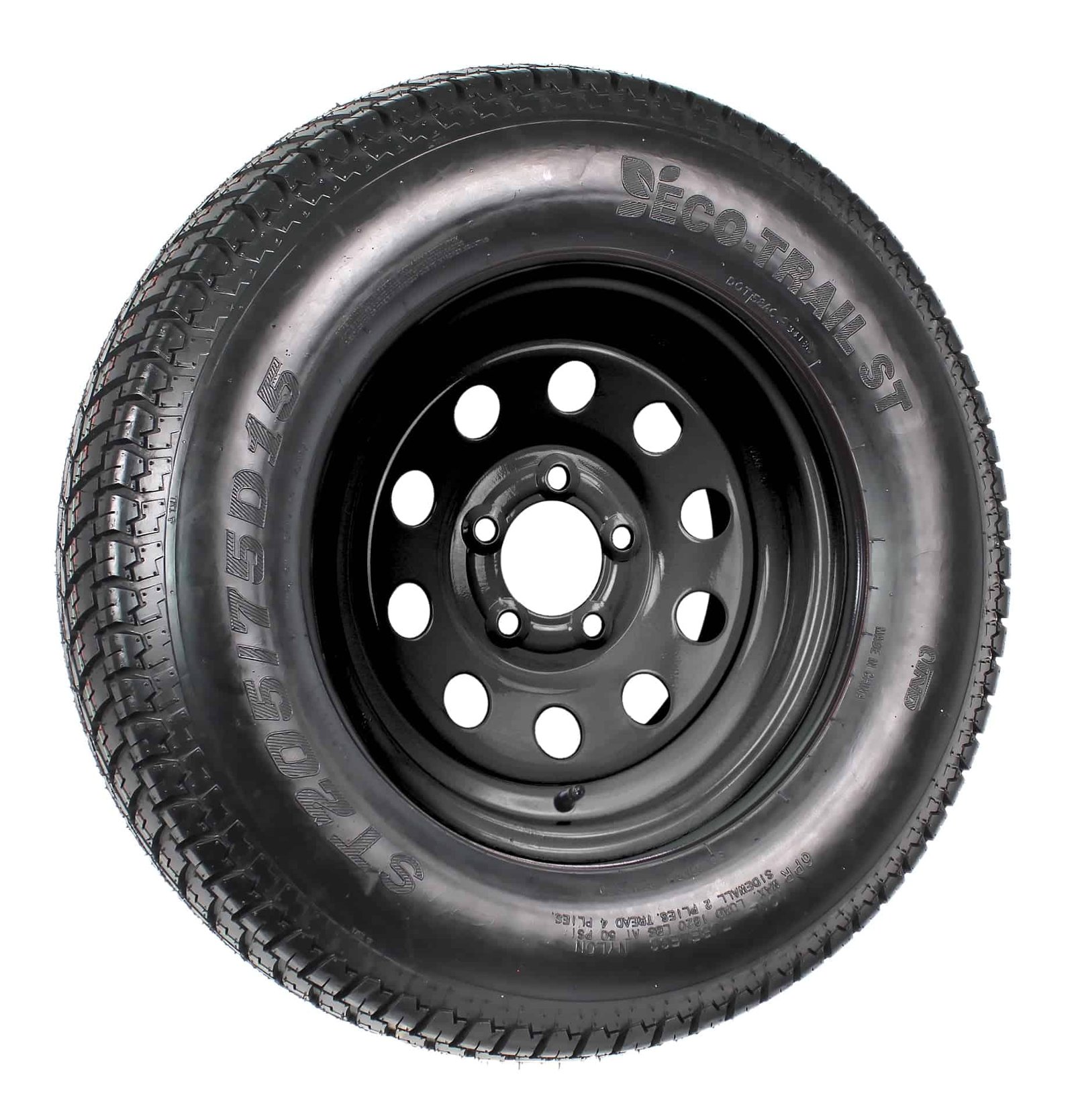 2-Pk Trailer Tire On Black Wheel Modular Rim ST205/75D15 LRC 5 Lug On 4.5 15 x 5.