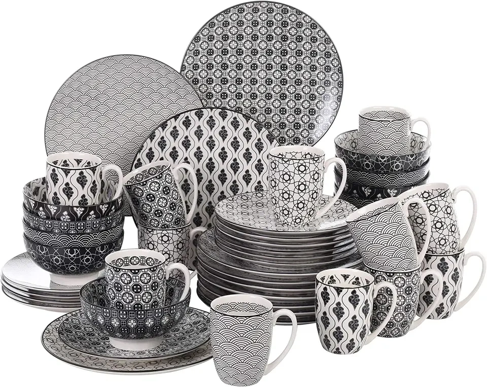 Deluxe 58-Piece Ceramic Tableware Set  C High-Quality, Durable Dinnerware for Home & Professional Use