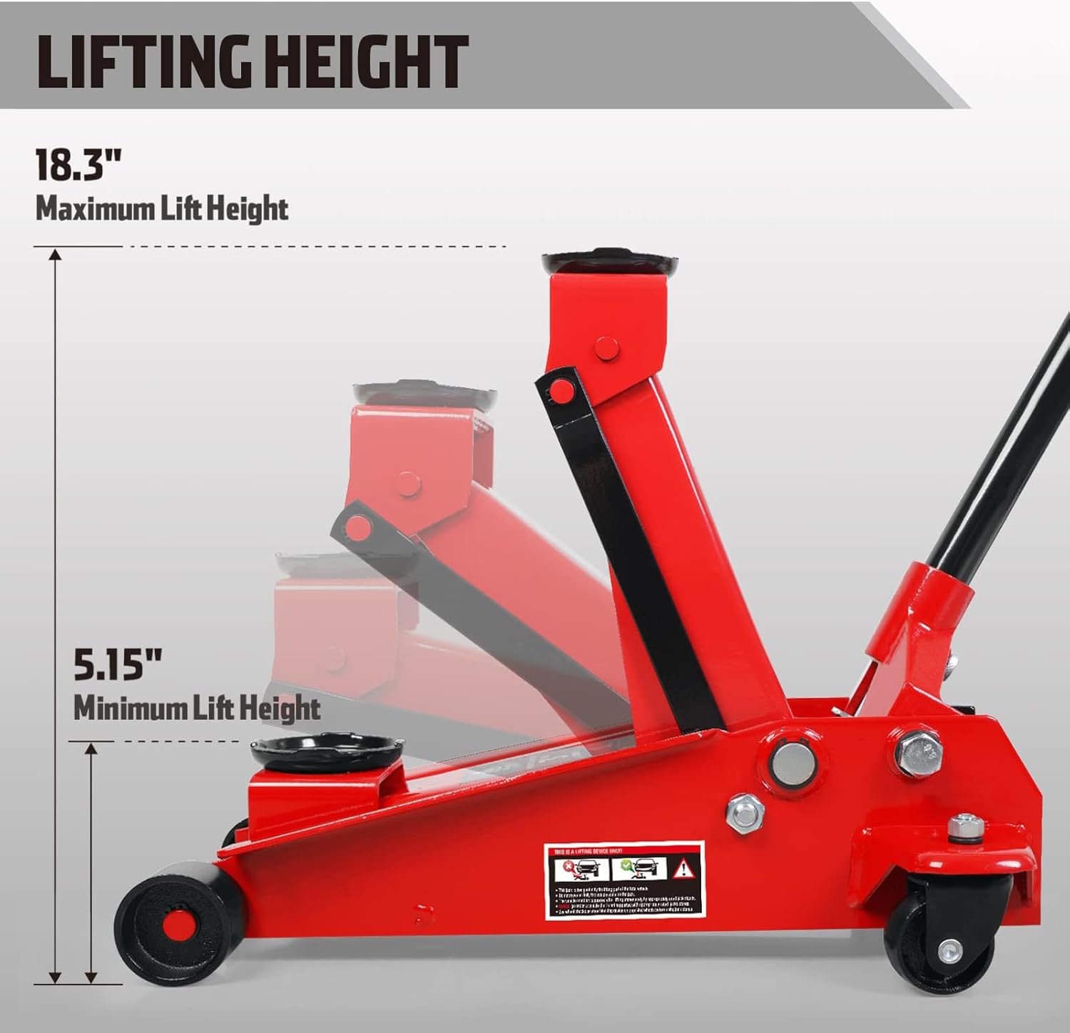 Red Aluminum & Steel 3 Ton Hydraulic Floor Jack with Quick Lift Pump